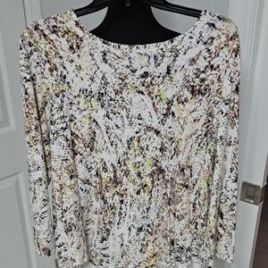 Cupio Abstract Print Blouse - White, Black, Brown